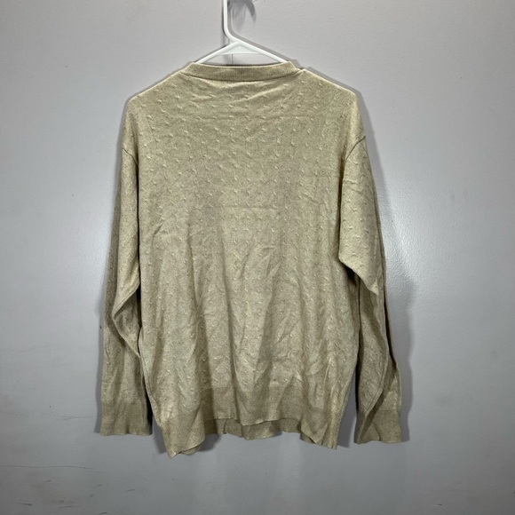 I Levrieri Men’s Beige Cashmere Silk Blend Cable Knit Crewneck Sweater - Picture 11 of 12